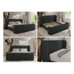 Łóżko tapicerowane EMORA CLASSIC DUO 180x200 - materac pocket - ciemnoszary, struktura