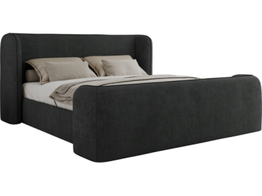 Łóżko tapicerowane EMORA CLASSIC DUO 200x200 - materac pocket - ciemnoszary, struktura