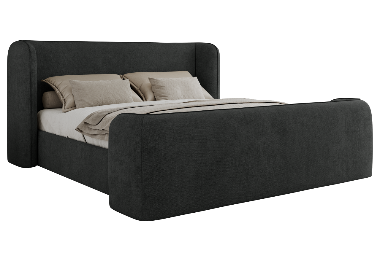 Łóżko tapicerowane EMORA CLASSIC DUO 200x200 - materac pocket - ciemnoszary, struktura