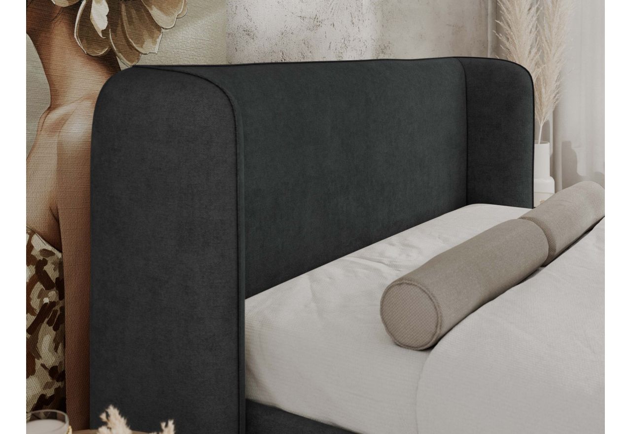 Łóżko tapicerowane EMORA CLASSIC DUO 200x200 - materac pocket - ciemnoszary, struktura