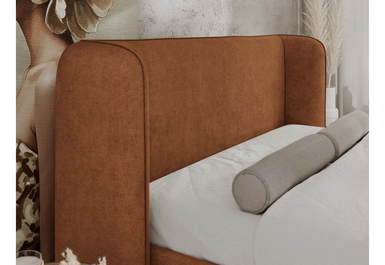 Łóżko tapicerowane EMORA CLASSIC DUO 180x200 - pomarańczowy, struktura