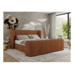 Łóżko tapicerowane EMORA CLASSIC DUO 160x200 - materac pocket - pomarańczowy, struktura