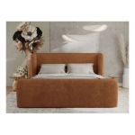 Łóżko tapicerowane EMORA CLASSIC DUO 180x200 - materac pocket - pomarańczowy, struktura