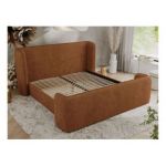 Łóżko tapicerowane EMORA CLASSIC DUO 180x200 - materac pocket - pomarańczowy, struktura