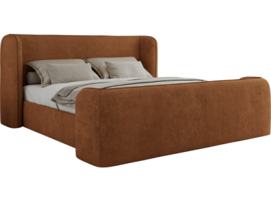 Łóżko tapicerowane EMORA CLASSIC DUO 140x200 - materac multipocket - pomarańczowy, struktura