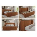 Łóżko tapicerowane EMORA CLASSIC DUO 180x200 - materac multipocket - pomarańczowy, struktura