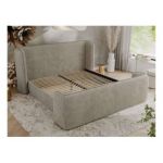 Łóżko tapicerowane EMORA CLASSIC DUO 180x200 - materac piankowy - beżowy, struktura