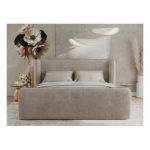 Łóżko tapicerowane EMORA CLASSIC DUO 140x200 - materac pocket - beżowy, struktura