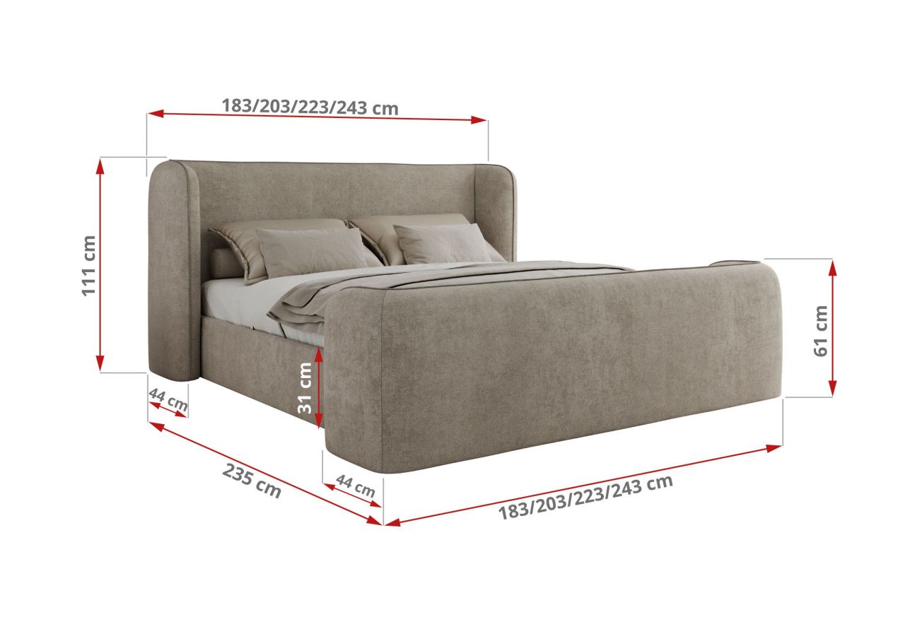 Łóżko tapicerowane EMORA CLASSIC DUO 160x200 - materac pocket - beżowy, struktura