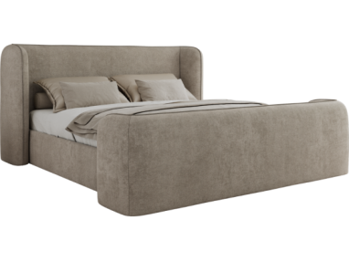 Łóżko tapicerowane EMORA CLASSIC DUO 200x200 - materac pocket - beżowy, struktura