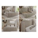 Łóżko tapicerowane EMORA CLASSIC DUO 200x200 - materac pocket - beżowy, struktura