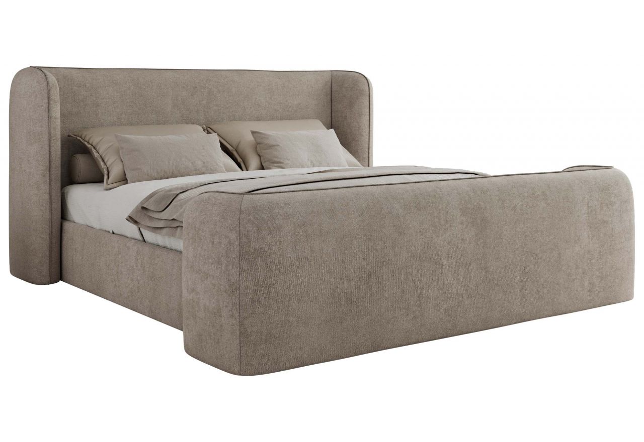Łóżko tapicerowane EMORA CLASSIC DUO 200x200 - materac pocket - beżowy, struktura