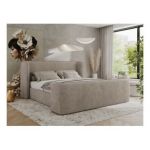 Łóżko tapicerowane EMORA CLASSIC DUO 140x200 - materac multipocket - beżowy, struktura