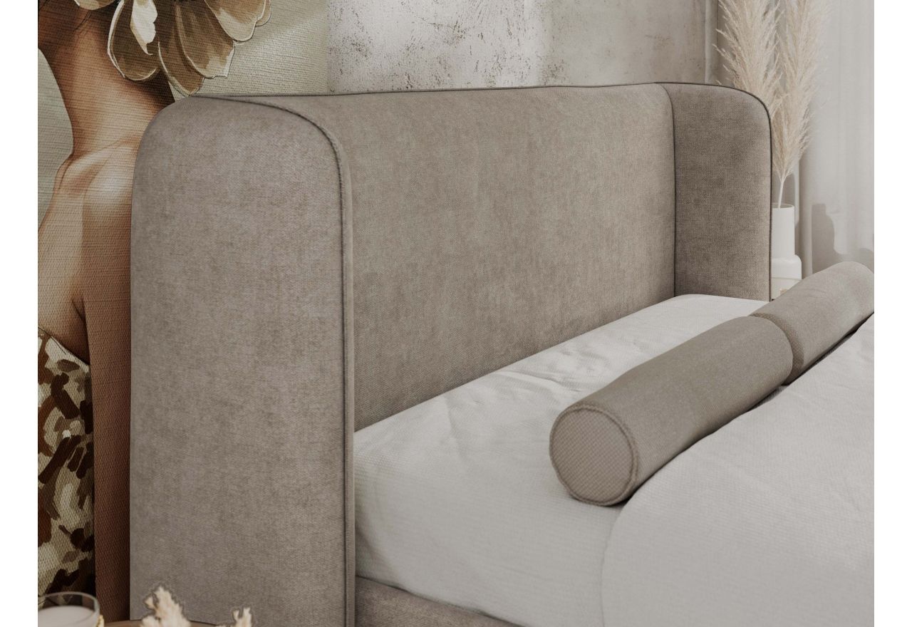 Łóżko tapicerowane EMORA CLASSIC DUO 160x200 - materac multipocket - beżowy, struktura