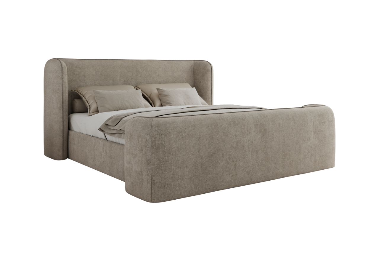 Łóżko tapicerowane EMORA CLASSIC DUO 180x200 - materac multipocket - beżowy, struktura