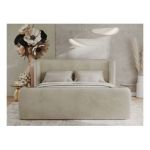 Łóżko tapicerowane EMORA CLASSIC DUO 180x200 - materac pocket - beżowy, welwet