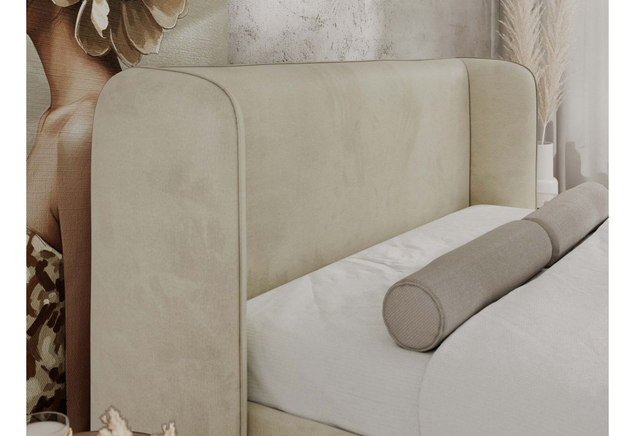 Łóżko tapicerowane EMORA CLASSIC DUO 180x200 - materac pocket - beżowy, welwet