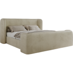 Łóżko tapicerowane EMORA CLASSIC DUO 180x200 - materac multipocket - beżowy, welwet