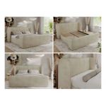 Łóżko tapicerowane EMORA CLASSIC DUO 180x200 - materac multipocket - beżowy, welwet