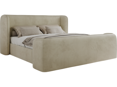 Łóżko tapicerowane EMORA CLASSIC DUO 200x200 - materac multipocket - beżowy, welwet