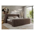 Łóżko tapicerowane EMORA CLASSIC DUO 160x200 - materac pocket - brązowy, welwet