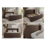 Łóżko tapicerowane EMORA CLASSIC DUO 200x200 - materac pocket - brązowy, welwet