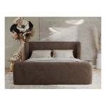 Łóżko tapicerowane EMORA CLASSIC DUO 140x200 - materac multipocket - brązowy, welwet