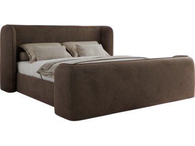 Łóżko tapicerowane EMORA CLASSIC DUO 200x200 - materac multipocket - brązowy, welwet