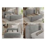 Łóżko tapicerowane EMORA CLASSIC DUO 160x200 - materac pocket - jasnoszary, welwet