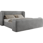 Łóżko tapicerowane EMORA CLASSIC DUO 200x200 - materac pocket - jasnoszary, welwet