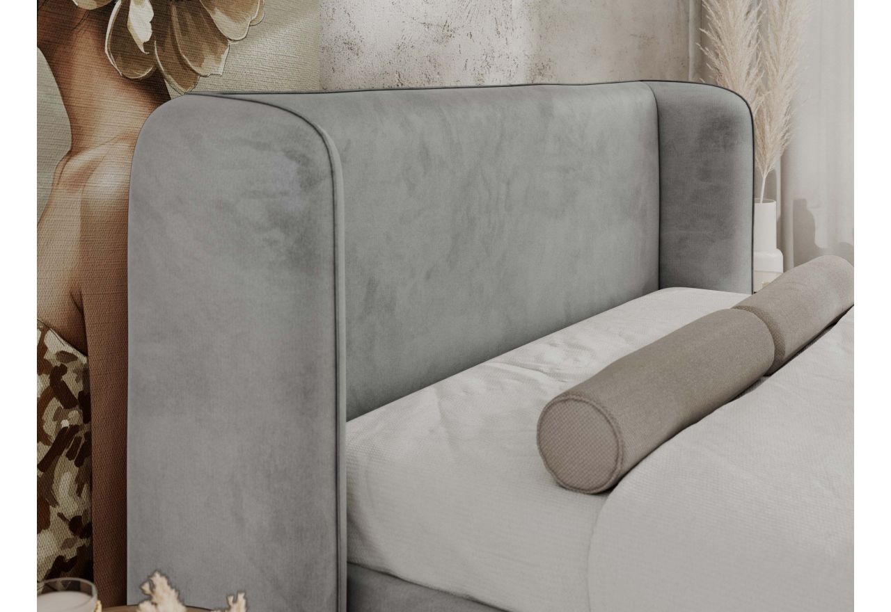 Łóżko tapicerowane EMORA CLASSIC DUO 200x200 - materac pocket - jasnoszary, welwet