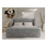 Łóżko tapicerowane EMORA CLASSIC DUO 140x200 - materac multipocket - jasnoszary, welwet