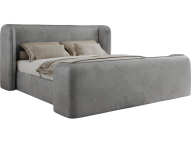 Łóżko tapicerowane EMORA CLASSIC DUO 160x200 - materac multipocket - jasnoszary, welwet