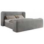 Łóżko tapicerowane EMORA CLASSIC DUO 160x200 - materac multipocket - jasnoszary, welwet