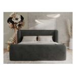 Łóżko tapicerowane EMORA CLASSIC DUO 160x200 - materac pocket - ciemnoszary, welwet