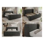Łóżko tapicerowane EMORA CLASSIC DUO 160x200 - materac pocket - ciemnoszary, welwet