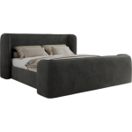Łóżko tapicerowane EMORA CLASSIC DUO 180x200 - materac pocket - ciemnoszary, welwet