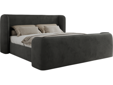 Łóżko tapicerowane EMORA CLASSIC DUO 200x200 - materac pocket - ciemnoszary, welwet