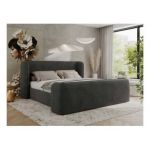 Łóżko tapicerowane EMORA CLASSIC DUO 140x200 - materac multipocket - ciemnoszary, welwet