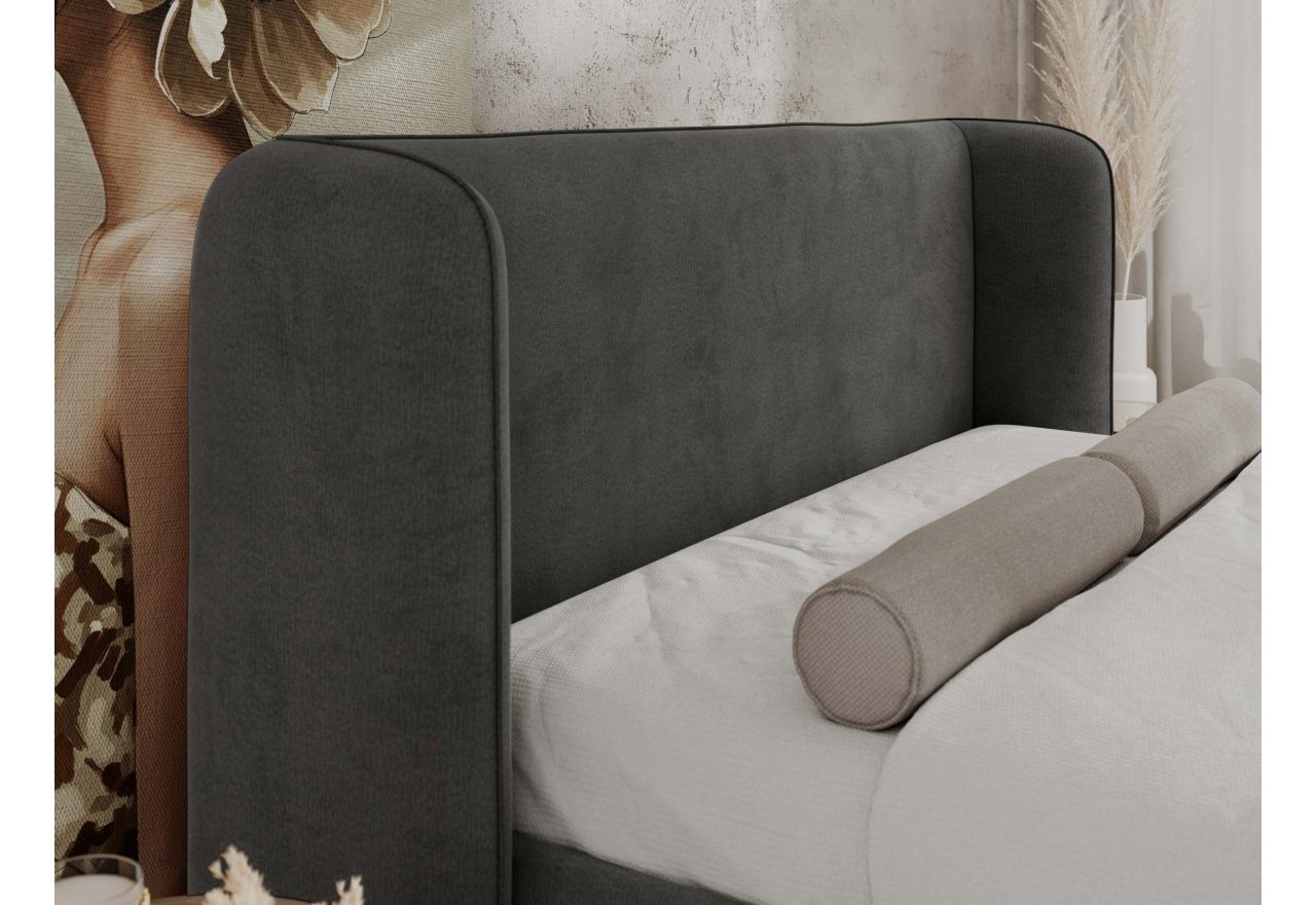 Łóżko tapicerowane EMORA CLASSIC DUO 200x200 - materac multipocket - ciemnoszary, welwet