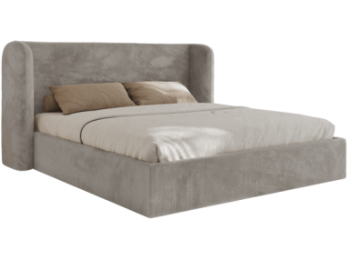 Łóżko tapicerowane EMORA CLASSIC 180x200 - materac pocket - jasnoszary, plusz