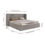 Łóżko tapicerowane EMORA CLASSIC 180x200 - materac pocket - jasnoszary, plusz