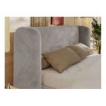 Łóżko tapicerowane EMORA CLASSIC 200x200 - materac pocket - jasnoszary, plusz