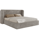 Łóżko tapicerowane EMORA CLASSIC 200x200 - materac multipocket - jasnoszary, plusz