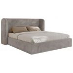 Łóżko tapicerowane EMORA CLASSIC 200x200 - materac multipocket - jasnoszary, plusz