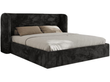 Łóżko tapicerowane EMORA CLASSIC 180x200 - materac piankowy - ciemnoszary, plusz