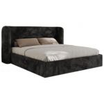 Łóżko tapicerowane EMORA CLASSIC 180x200 - materac pocket - ciemnoszary, plusz