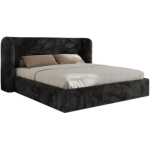 Łóżko tapicerowane EMORA CLASSIC 160x200 - materac multipocket - ciemnoszary, plusz