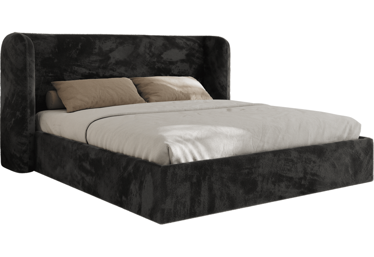 Łóżko tapicerowane EMORA CLASSIC 180x200 - materac multipocket - ciemnoszary, plusz