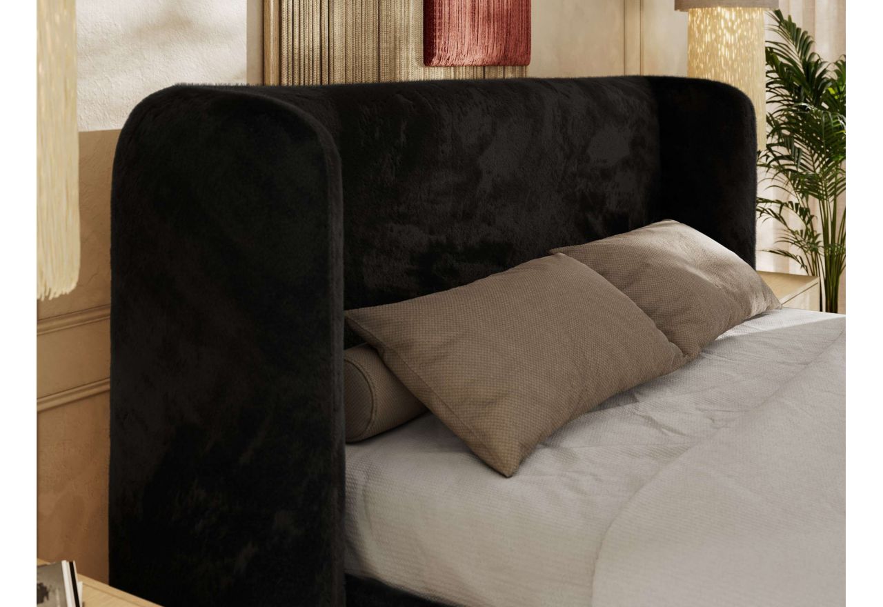 Łóżko tapicerowane EMORA CLASSIC 200x200 - ciemnoszary, plusz